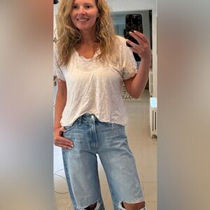 Free people We The Free Distressed V Neck Tee XS Oversized Slouchy